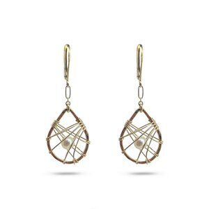 Medium Teardrop Caged Pearl Earrings
